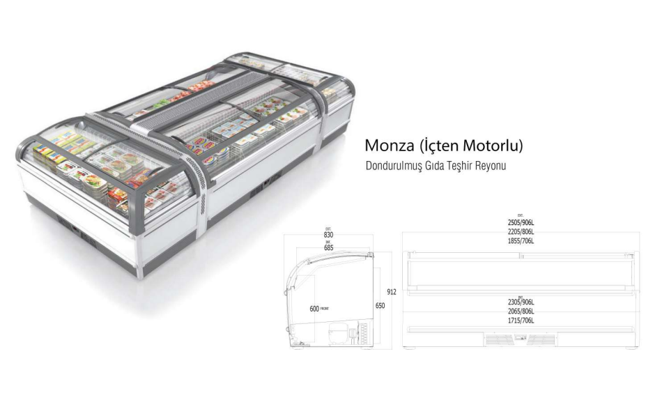 Monza İçten Motorlu Dondurulmuş Gıda Teşhir Reyonu